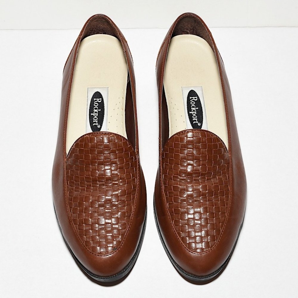 Rockport Leather Basket-Weave-Vamp Loafers/Flats